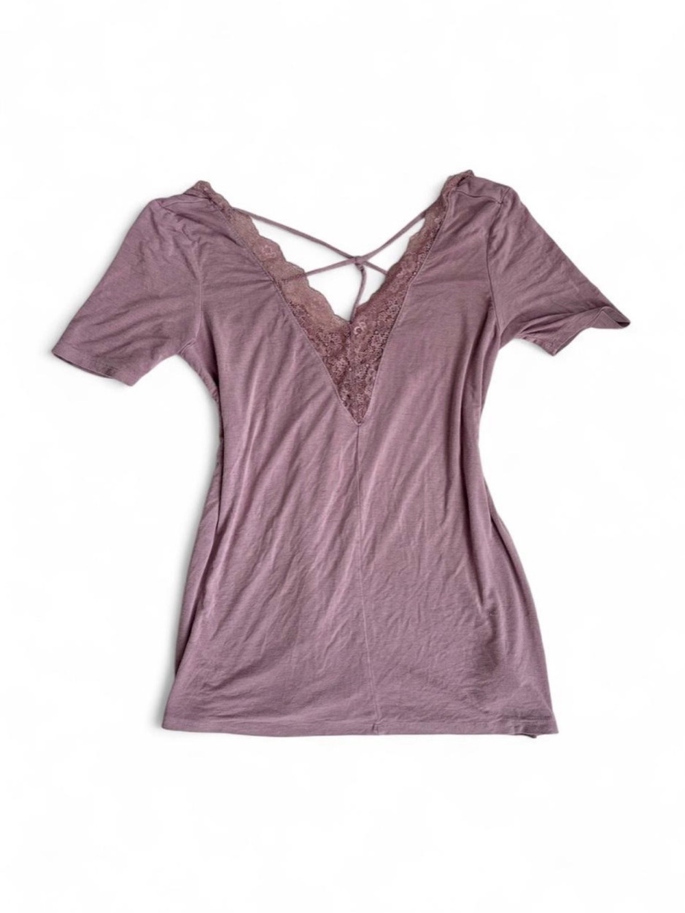 American Eagle Outfitters y2k v-neck lace trim top Size S mauve purple